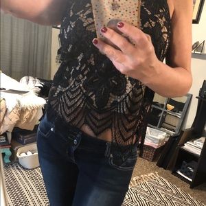 SEXY BLACK BLOUSE SIZE LARGE